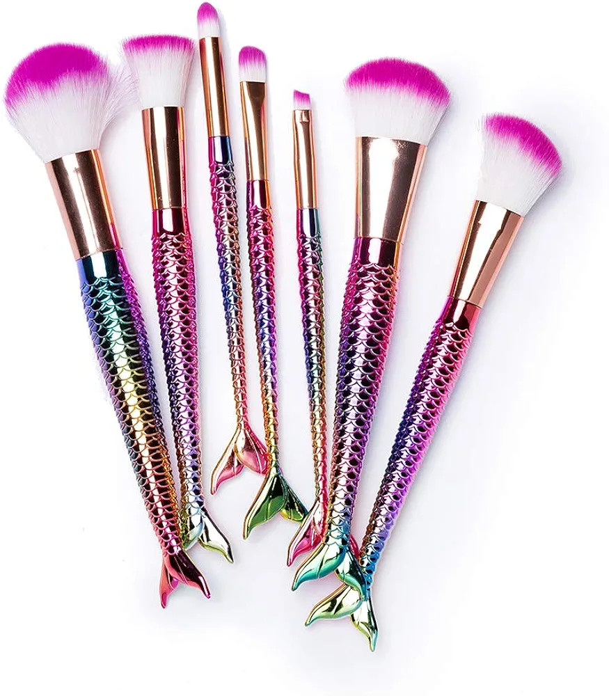Pincel Pinceis De Maquiagem Kit com 7 Pinceis Sereia Calda De Peixe Rosa | Amazon (BR)