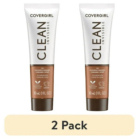 (2 pack) COVERGIRL Clean Invisible Liquid Foundation, 180 Golden Caramel, 1.0 fl oz | Walmart (US)