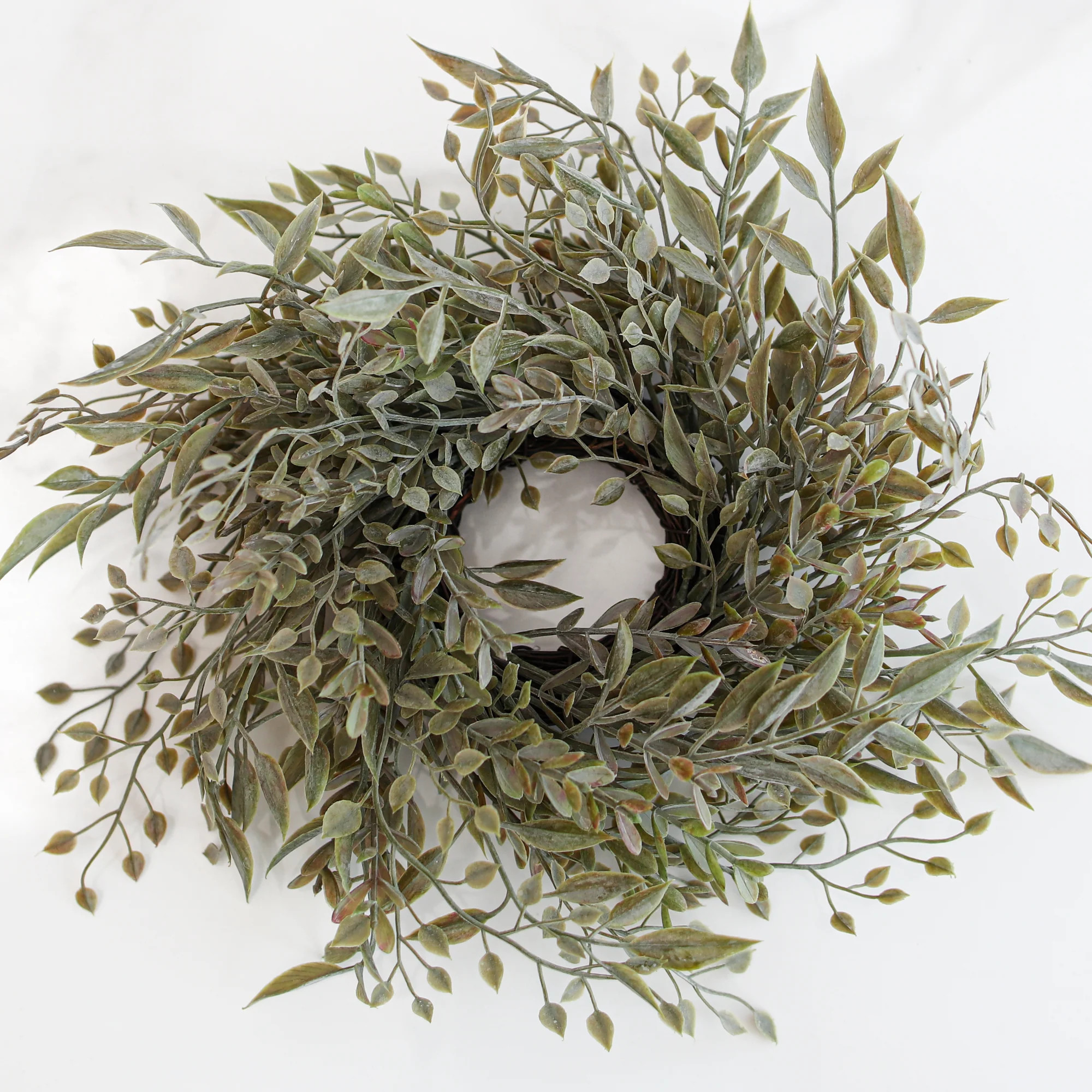 8" Mixed Sage Mini Candle Ring | Interior Delights