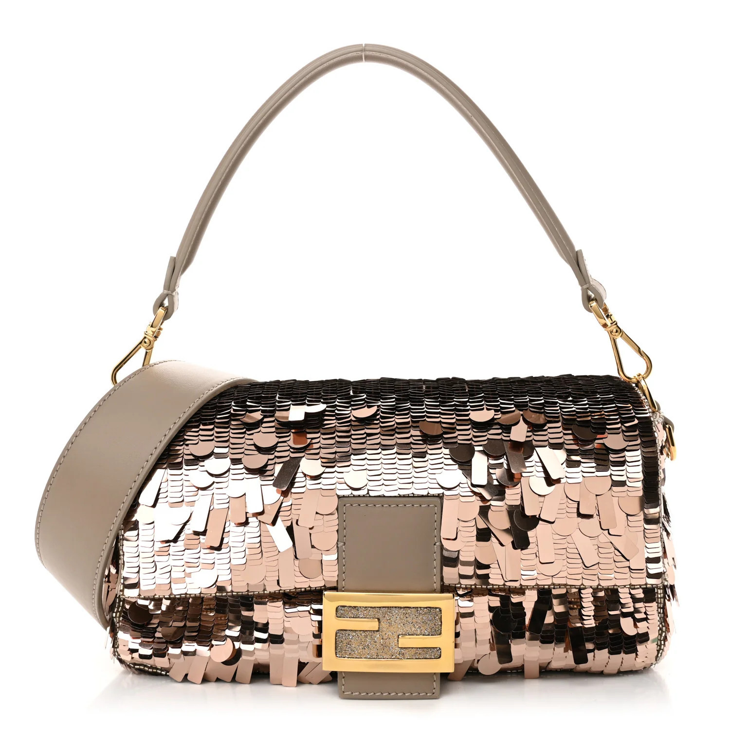 Fendi Sequin Paillettes Vitello Grace Sex and the City Baguette Tortora 1731232 | FASHIONPHILE (US)