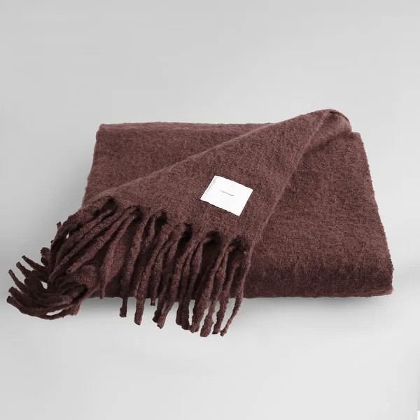 Calvin Klein Reversible Fringe Throw Blanket - Solid Red | Bed Bath & Beyond