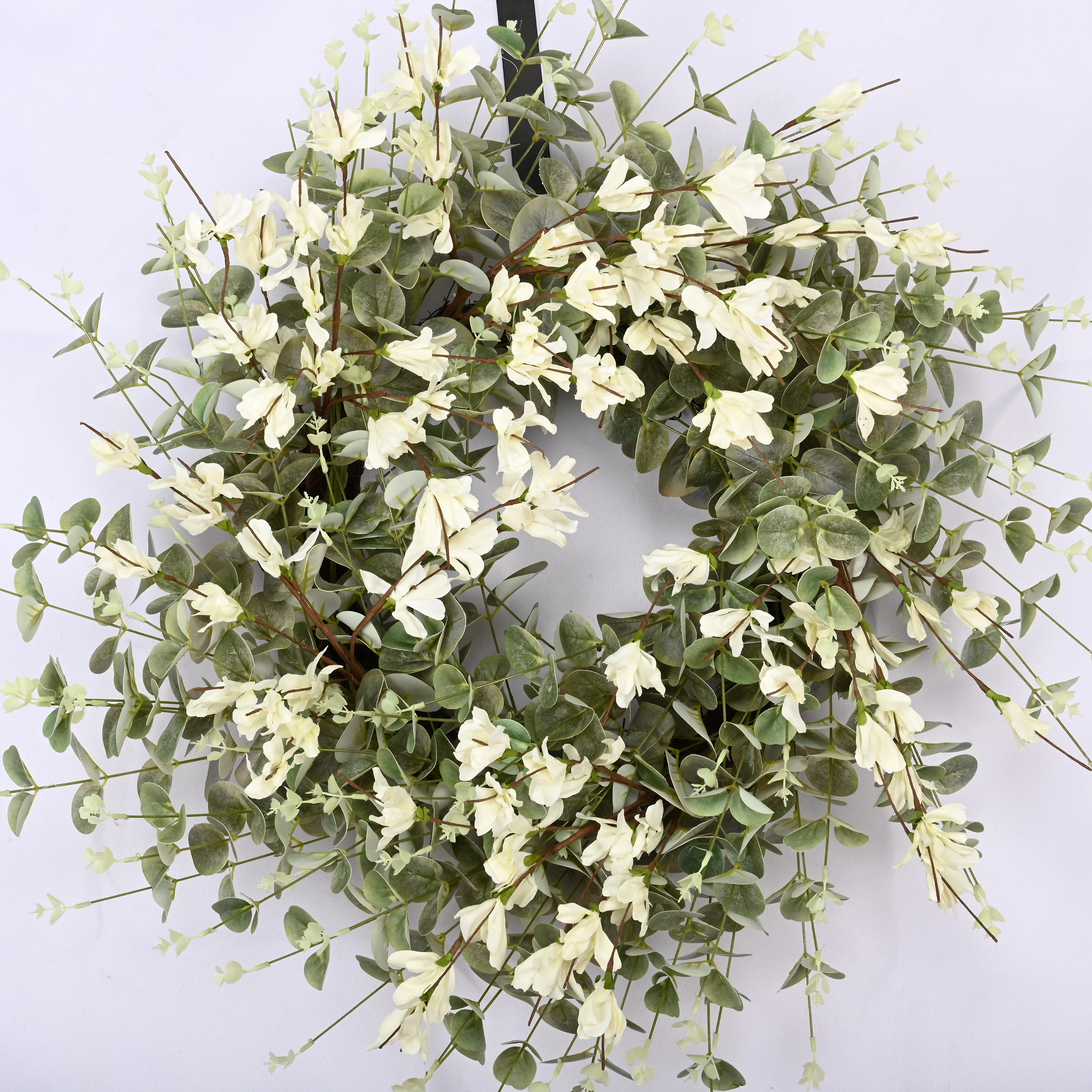 Primrue 26" Eucalyptus Blossoms Cluster Floral Wreath for Front Door & Reviews | Wayfair | Wayfair North America