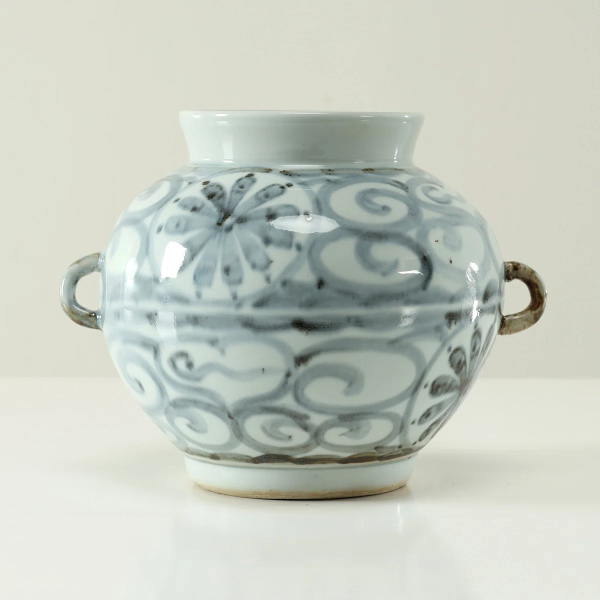 Approx.8 Inches Subtle Blue and White Vase with Two Handles | Wayfair North America