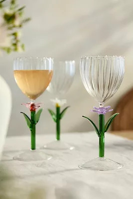 Floral Stem Wine Glass | Anthropologie (US)