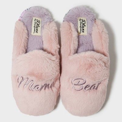 Women's dluxe by dearfoams Mama Bear Slippers - Pink | Target