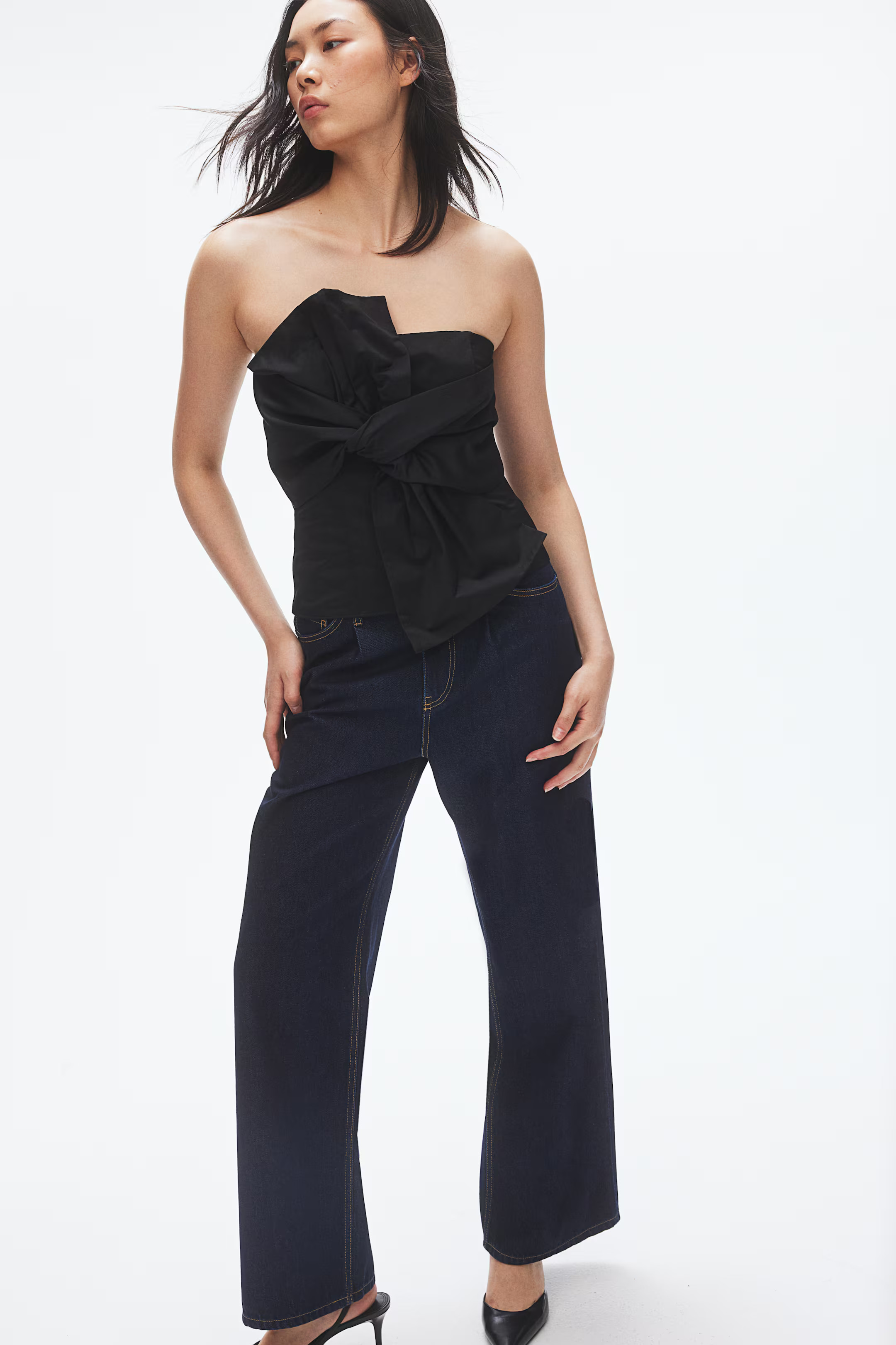 Wide-leg Denim Pants - Dark denim blue - Ladies | H&M US | H&M (US + CA)