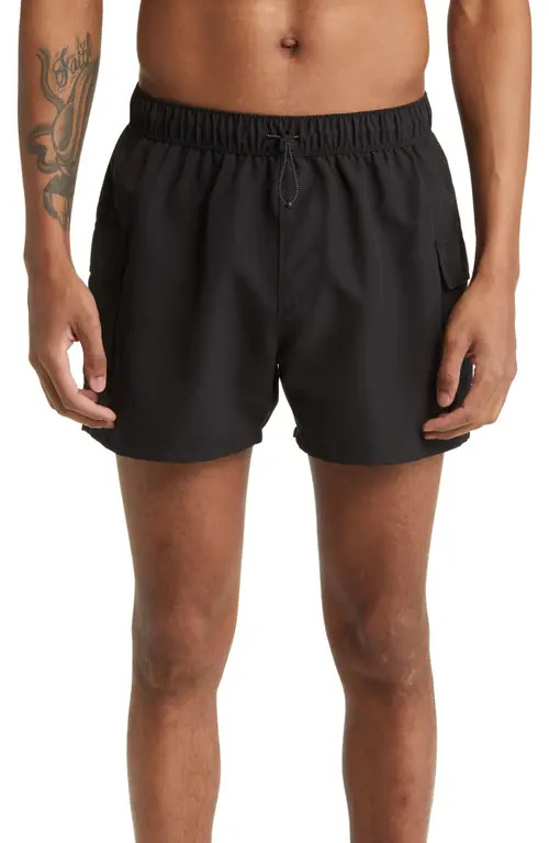 ASOS DESIGN Cargo Swim Trunks in Black at Nordstrom, Size X-Small | Nordstrom