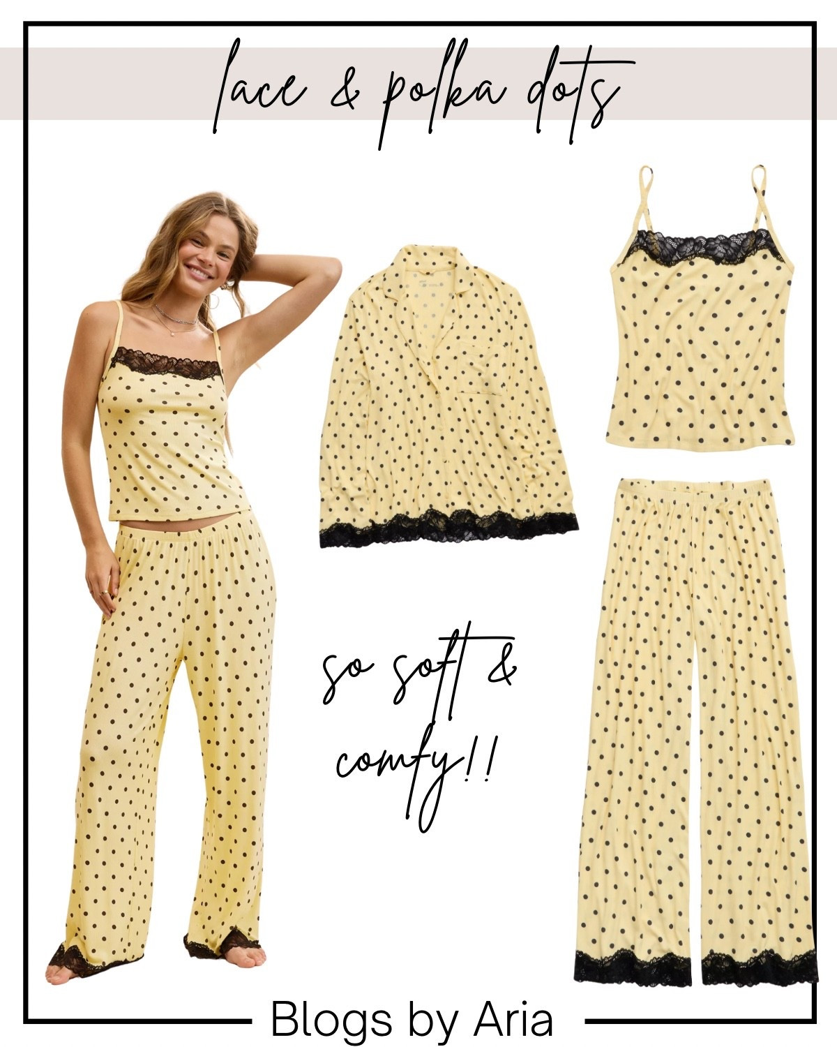 Lace and polka dot cozy pajamas on sale today 

#LTKMidsize #LTKSeasonal #LTKSaleAlert
