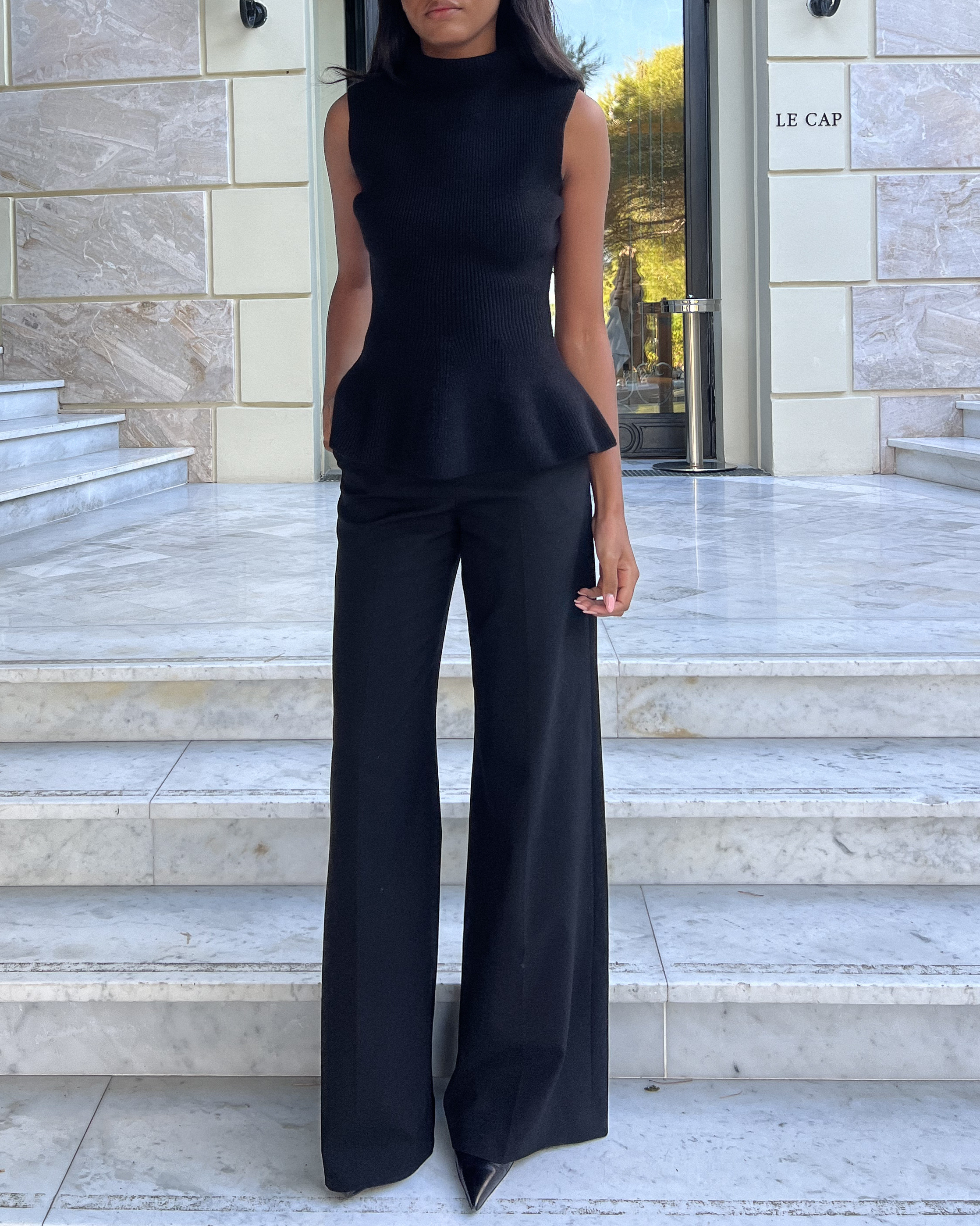ROHE PEPLUM TOP AND THEORY GABARDINE TROUSERS  

 #LTKuk #LTKspring #LTKluxury