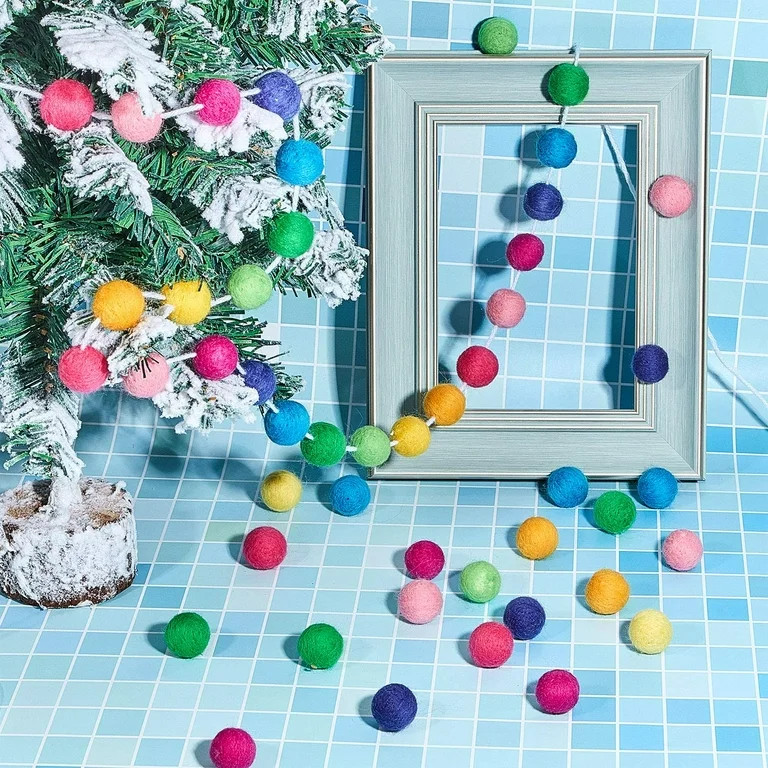 2pcs Wool Felt Ball Garland Colorful Garland Handmade 6.5 Feet Long 24 Balls Felt Ball Garlands f... | Walmart (US)