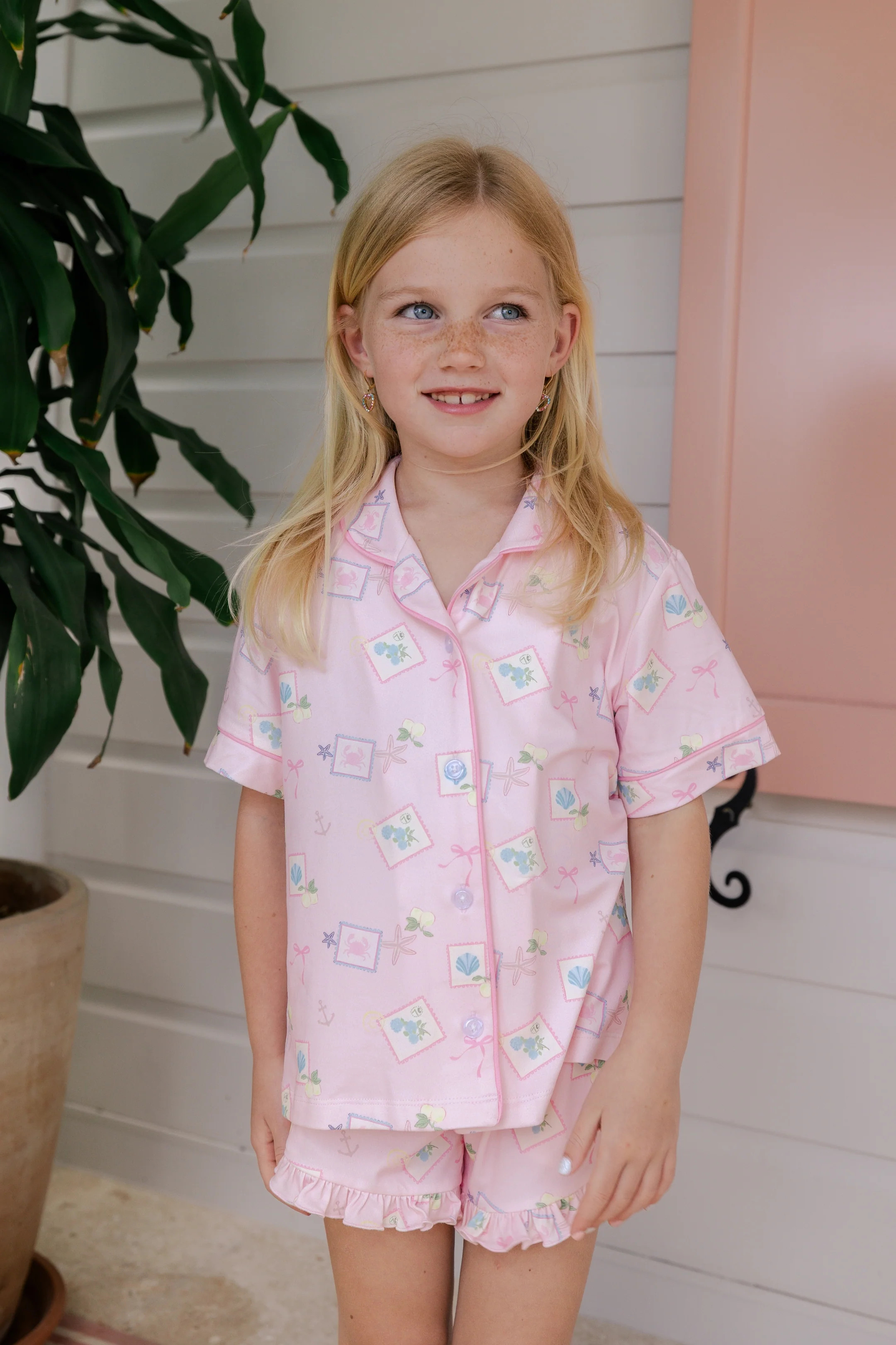 Little Coastal Notes Button Up Short Set | Soft Kids Sleepwear | In My Jammers | In My Jammers