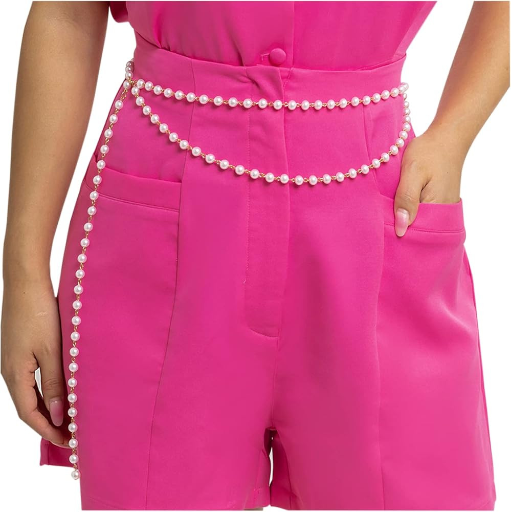 Multi-Layered Pearls Waist Chain Adjustable Body Chain Belts Long Tassel Belly Chains Waistbands ... | Amazon (US)