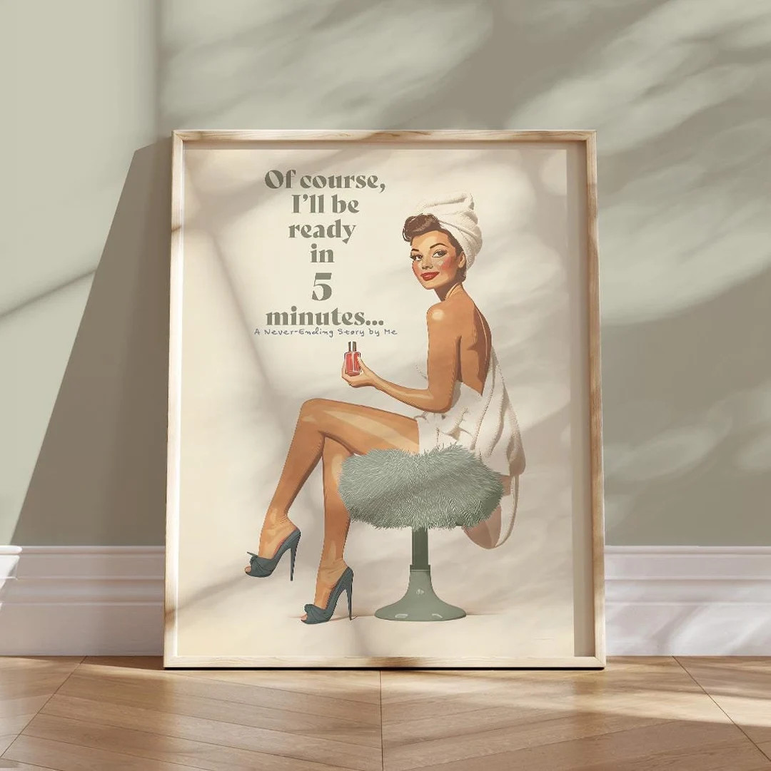 Sage Boho Green Bathroom Print Retro Vintage Wall Art 70s Poster Trendy Aesthetic Pin up Girly Te... | Etsy (US)