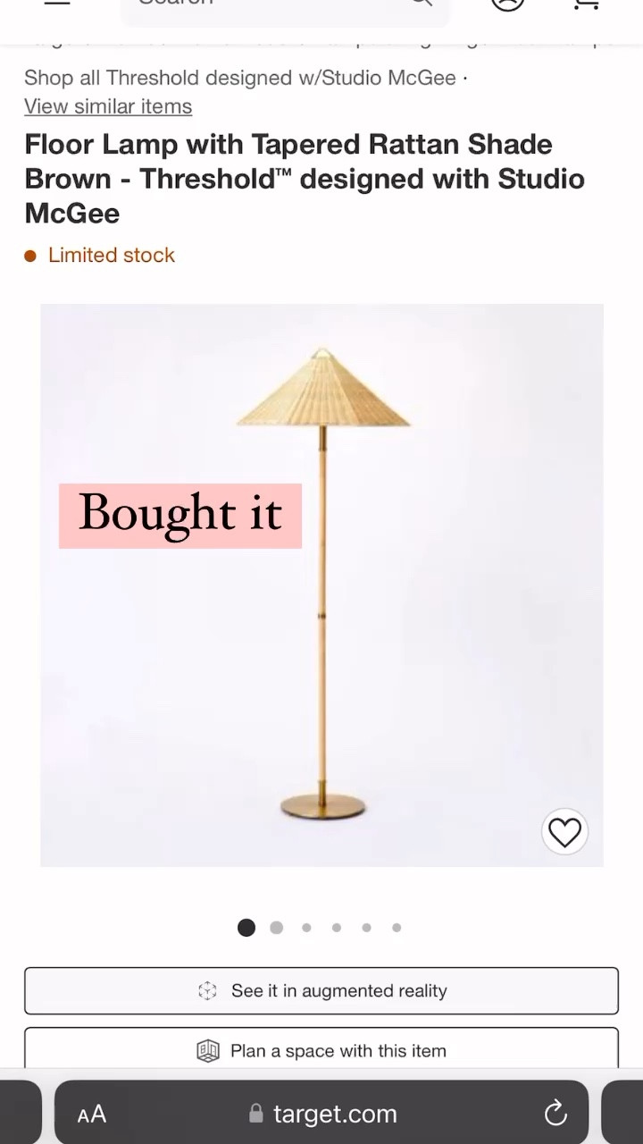 🚨Back in stock!🚨 My @studiomcgee @target lamp is finally back in stock and it’s available right now. Like, right now! 

This rattan floor lamp features a tapered shade, gold hardware, and a wrapped rod.  If you love modern traditional home decor, you’ll love this coastal, California cool floor lamp.

#studiomcgee #mcgeeandco #target #springdecor #interiordesign #targetstyle #targetfinds #moderntraditional #transitionalhome #transitionalhomedecor #designonadime #targetfind #targetdeals #targetlife #targetlove #targetrun #shoppinghaul #targetrunanddone #targetdoesitagain #targetdecor #targetforthewin #californiacasual #homedecoronabudget #luxforless McGee and co dupe. McGee and co floor lamp dupe. Studio McGee floor lamp dupe. Studio McGee dupe. McGee and co style.   McGee and co floor lamp.  Studio McGee floor lamp.  McGee and co looks for less. Living room inspo. Living room lighting. 