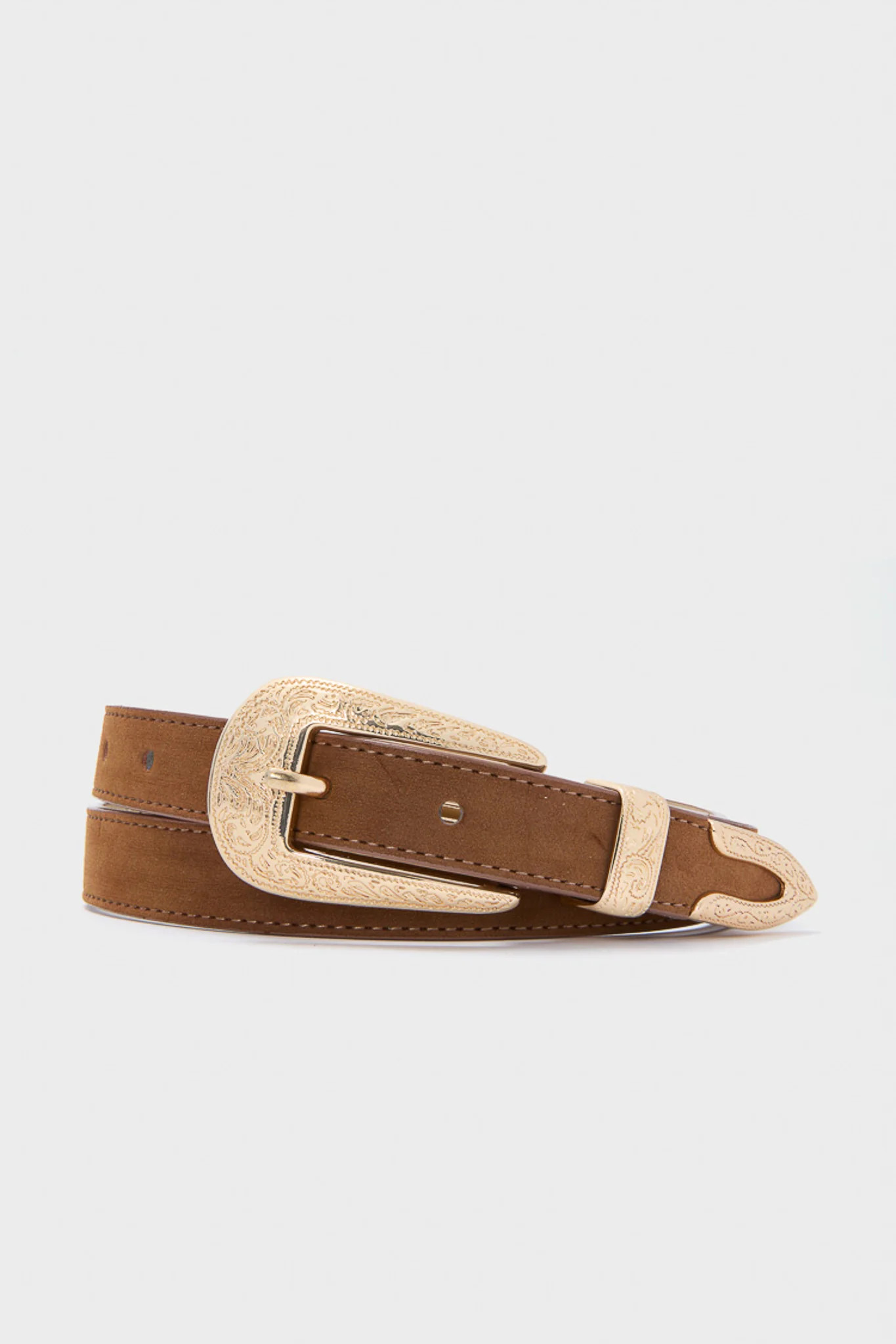 Brown Suede and Gold Phoenix Belt | Tuckernuck (US)