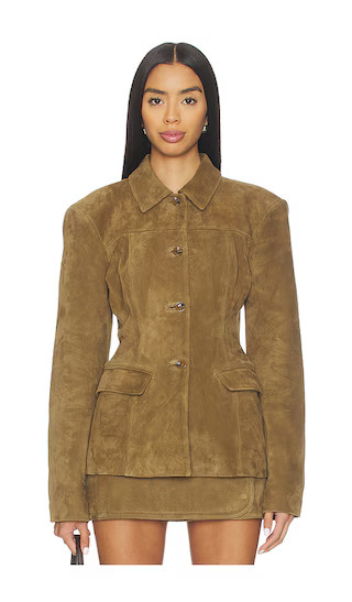 x Coco Aina Suede Cinched Jacket in Toffee | Revolve Clothing (Global)