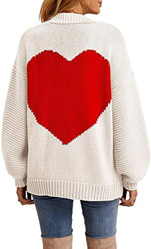Nulibenna Women Knitted Heart Patch Open Front Long Sleeve Chunky Oversized Cardigan Sweater Loos... | Amazon (US)