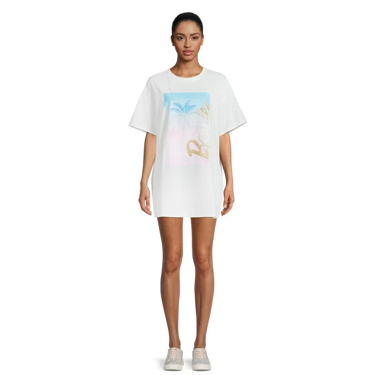 Barbie ™ Women's Graphic Print Boyfriend T-Shirt Swimsuit Cover Up | Walmart (US)