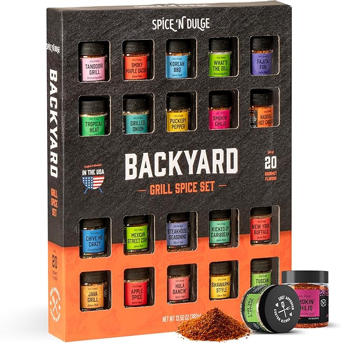 Grilling Spice Set Grill Seasoning Gifts, 20 Unique Spices and Seasonings Jars Gift Set, BBQ Gift... | Amazon (US)