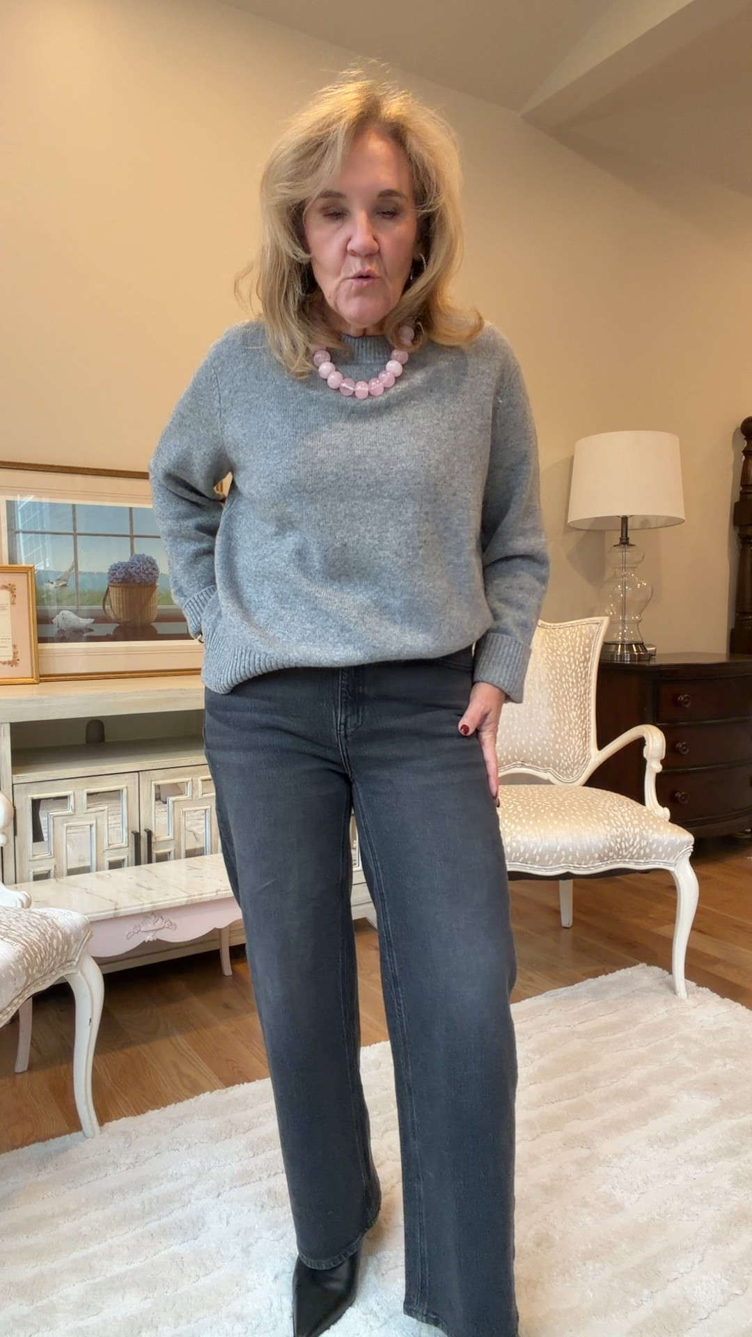 @quince cashmere size medium 
Jeans are restocked size 29 waist 28 inseam 
Tshirt size large 
Boots size up 1/2 


#LTKdayinmylife #LTKOver40 #LTKootd