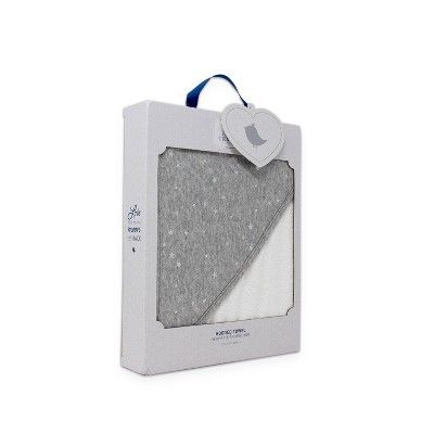 Living Textiles Baby Marl Hooded Towel - Gray Silver Star | Target