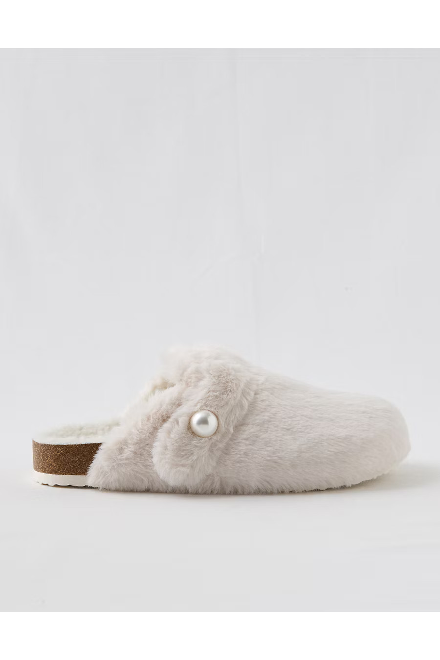 Aerie Faux Fur Cork Bottom Slides Women's Natural 8 | American Eagle Outfitters (US & CA)