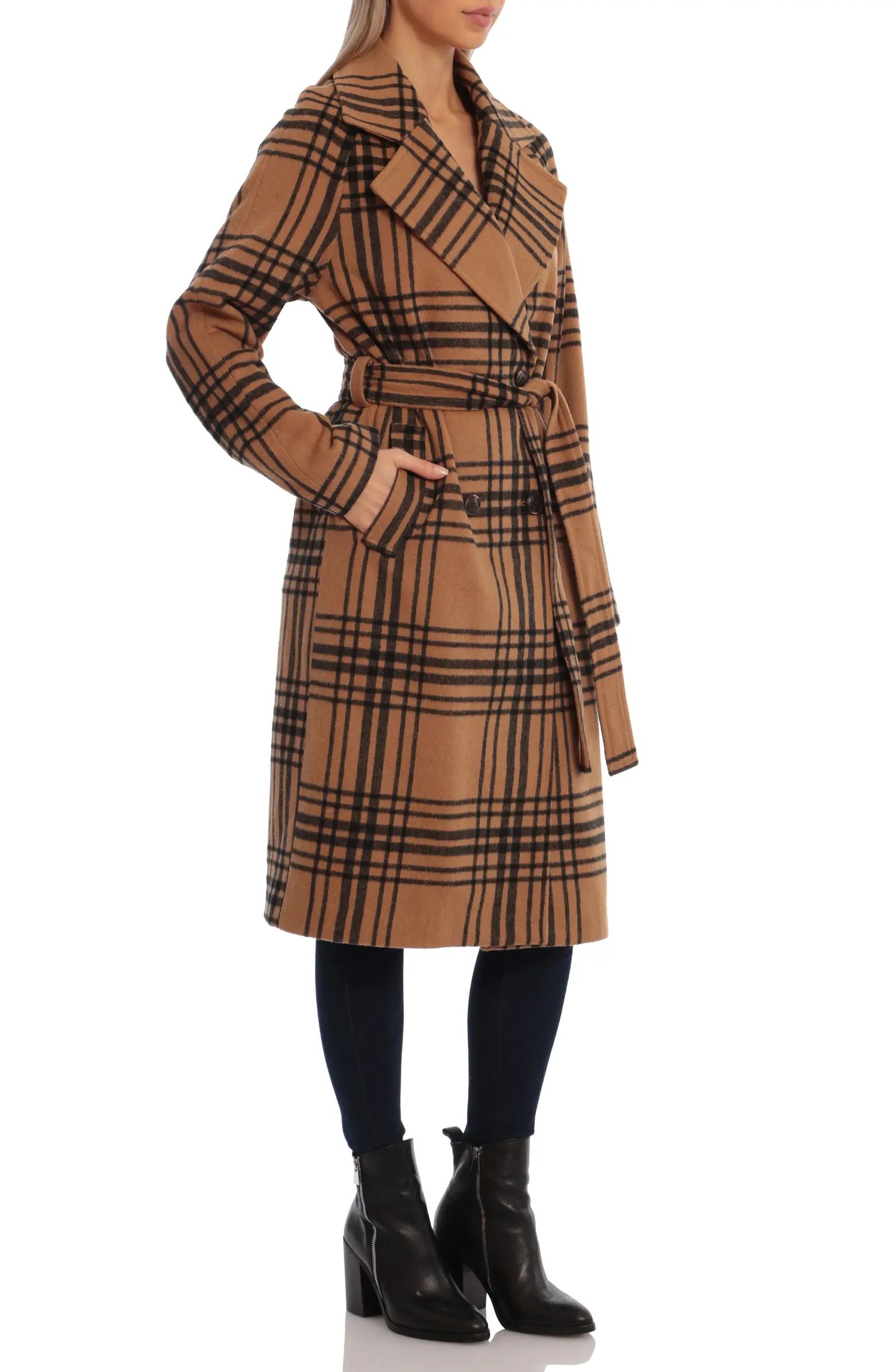 Windowpane Plaid Double Breasted Overcoat | Nordstrom