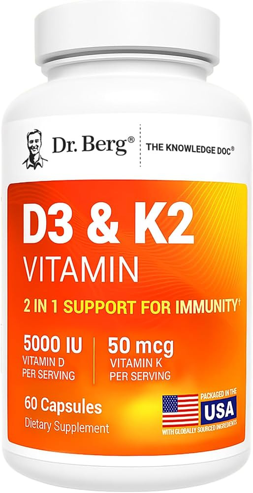 Dr. Berg Maximum Strength 2-in-1 Vitamin D3 K2 5000 IU | Naturally Derived D3 | 4X Lab-Tested & V... | Amazon (US)