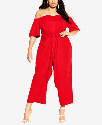 City Chic Trendy Plus Size Lush Shoulder Jumpsuit & Reviews - Pants & Capris - Plus Sizes - Macy'... | Macys (US)