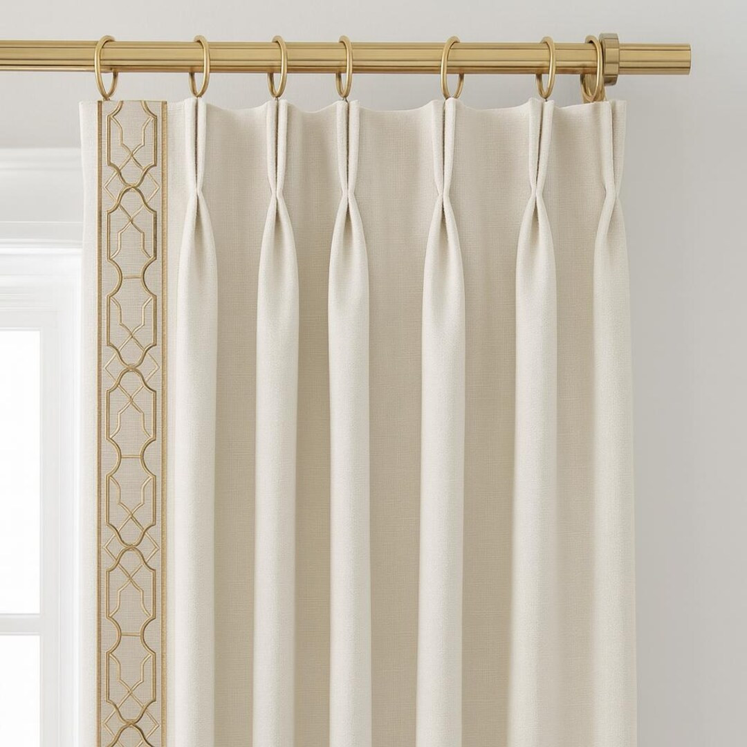 Linen Pinch Pleat Drapes Trim Tape Many Fabric Colors Curtains French Pleated Fretwork Cream Beig... | Etsy (US)