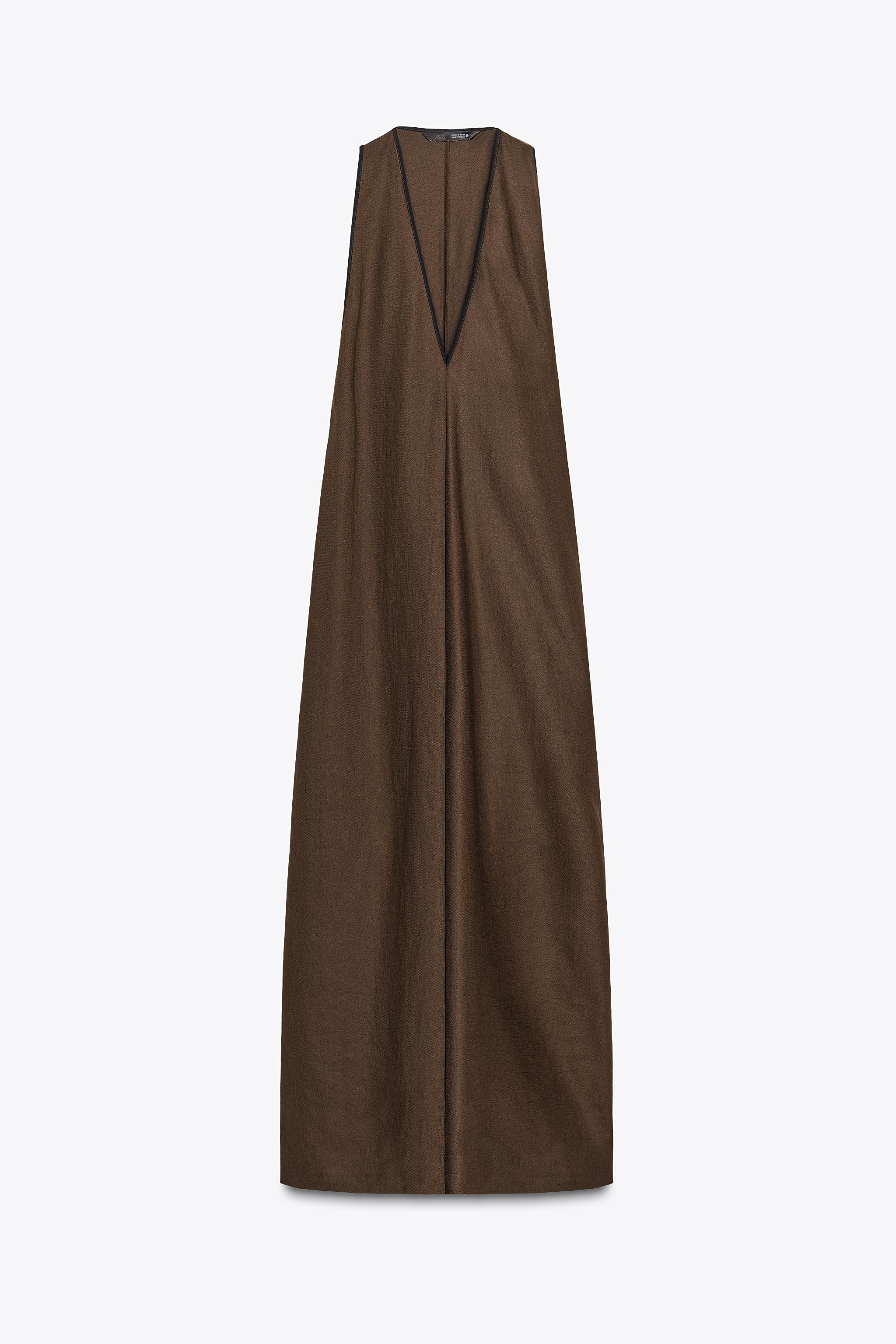 ZW COLLECTION LINEN BLEND MIDI DRESS | Zara US