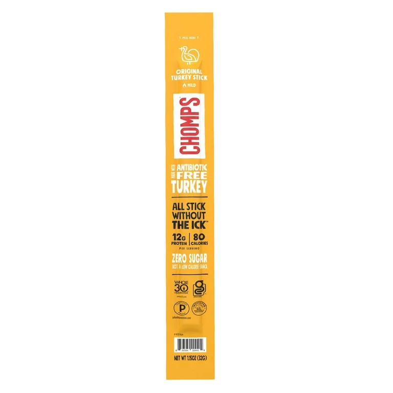 Chomps Antibiotic Free Original Turkey Jerky Stick, Gluten Free Snack, High Protein, Keto, Whole3... | Walmart (US)