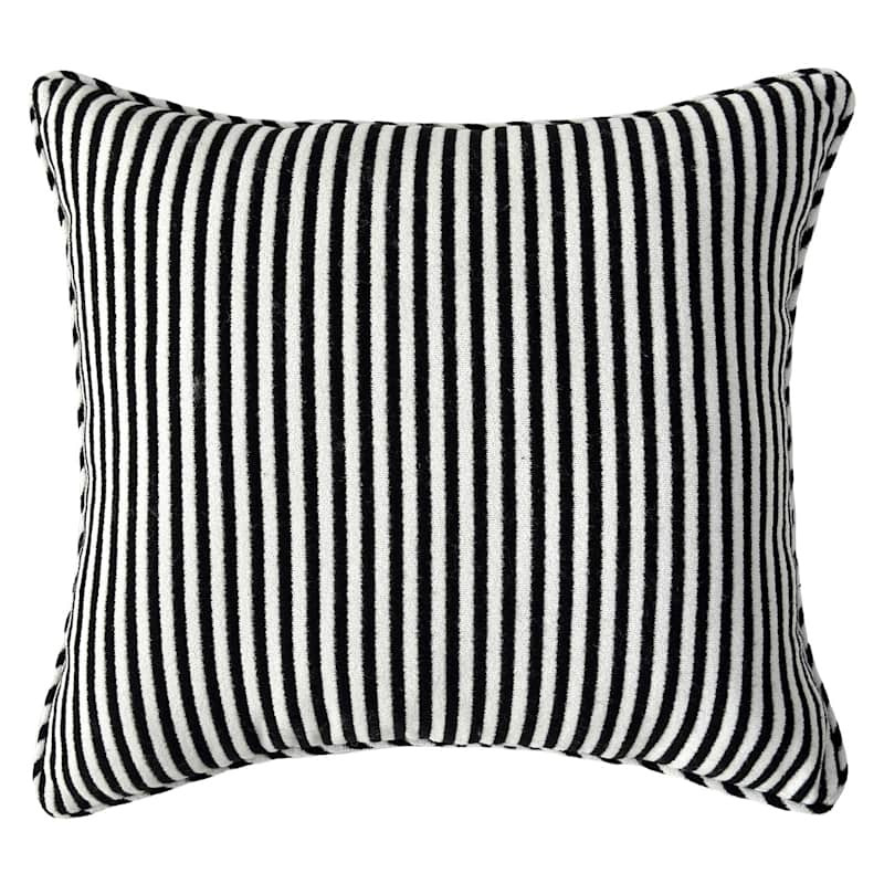 Black & White Terry Cloth Luxe Outdoor Corded Back Cushion | At Home
