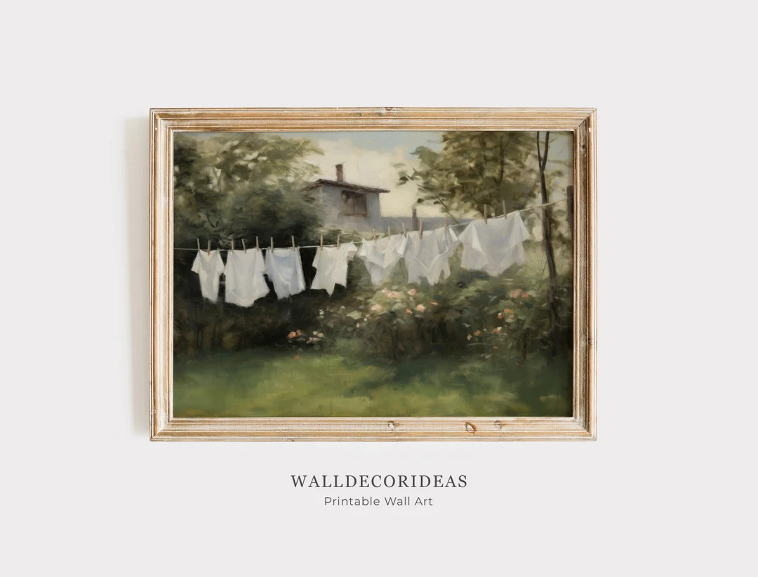 Laundry Room Oil Painting Vintage Farmhouse Decor Painting Antique Wall Art Country Art Print PRI... | Etsy (US)