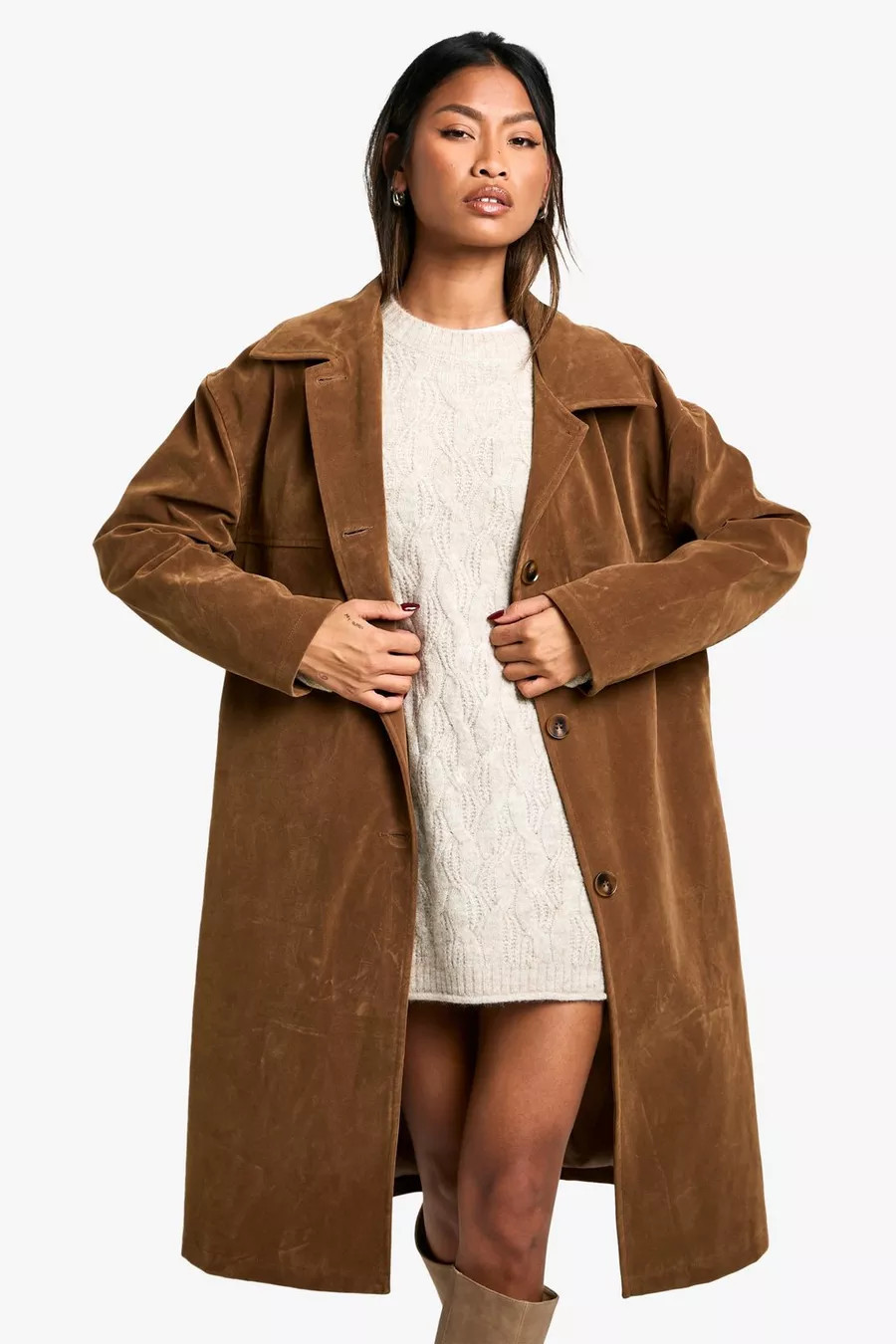 Vintage Look Suede Trench Coat | Boohoo.com (UK & IE)
