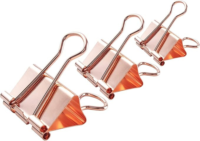 Z ZICOME 50 Pack Binder Clips, Rose Gold, Assorted Sizes (1-1/4 inch, 1 inch, 3/4 inch) | Amazon (US)