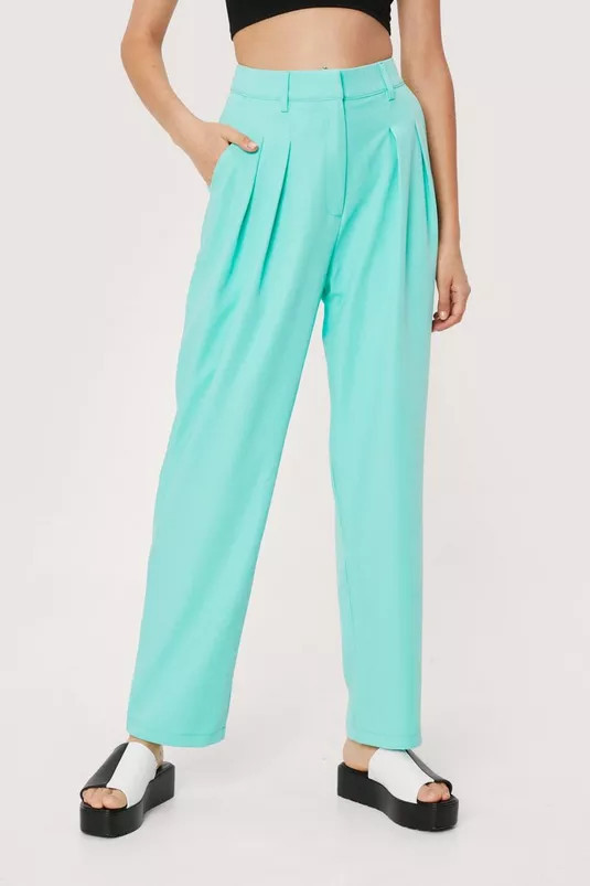 Pleated Tailored High Waisted Wide Leg Pants | Nasty Gal (US)