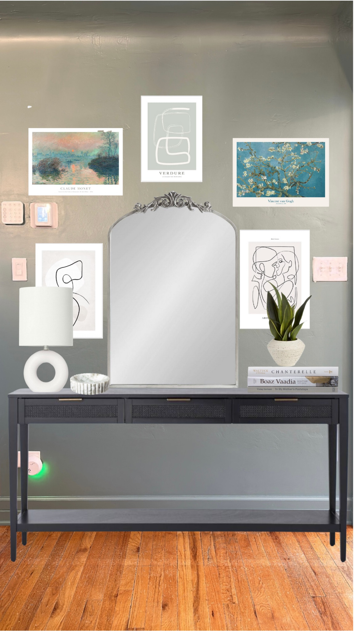 Designing an area in our dining room. All prints are from desenio and everything else is linked below. Decorative mirror, console table, decorative table lamps 

#LTKunder50 #LTKunder100 #LTKhome