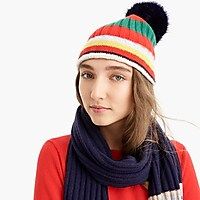 Pom pom hat in striped everyday cashmere | J.Crew US