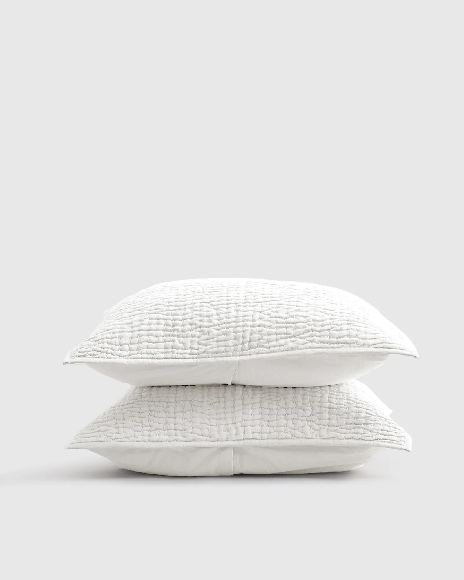 European Linen Cotton Stitch Sham Set in White | Quince