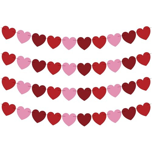 OHOME Valentines Day Decorations - Heart Valentines Garland - 40 Pack Valentine's Day Backdrop Ba... | Amazon (US)