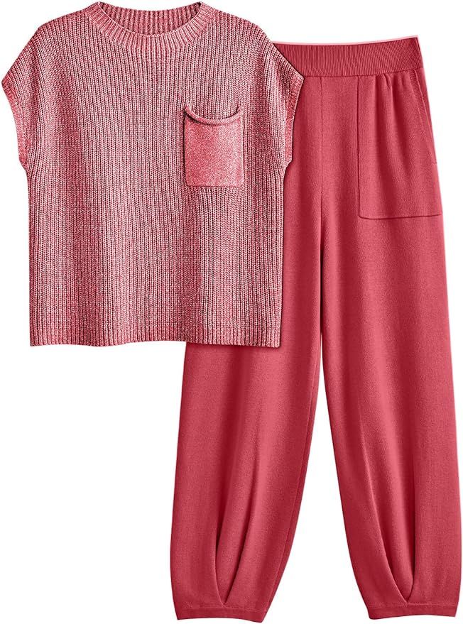 LILLUSORY 2 Piece Knit Sets For Women Trendy Sweatsuit Sets | Amazon (US)