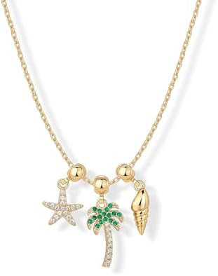 PAVOI 14K Gold Plated Dainty Necklace with Charms Set - Hypoallergenic Adjustable Chain Gold Char... | Amazon (US)