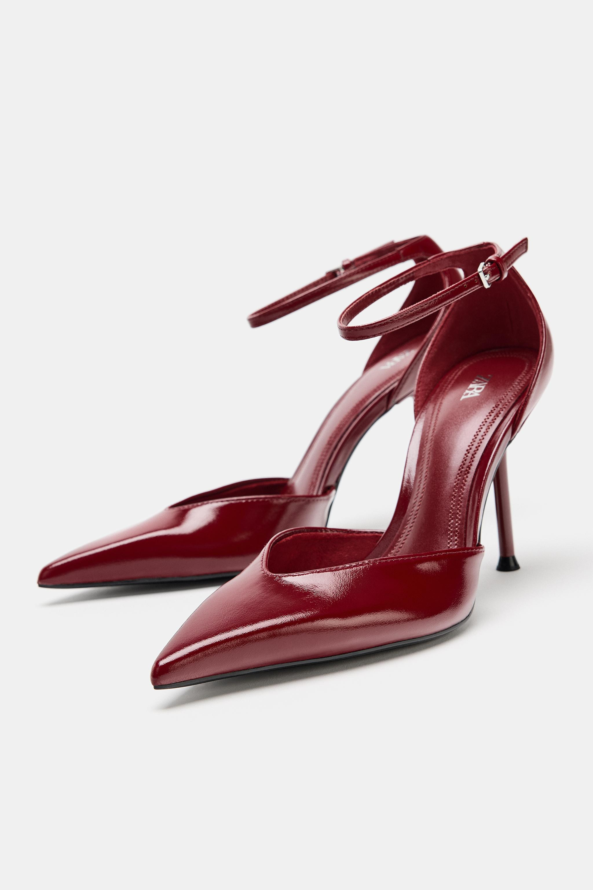 Heeled shoes. Buckle fastening at the ankle strap. High stiletto heel. V-neckline. Pointed toe. H... | Zara US