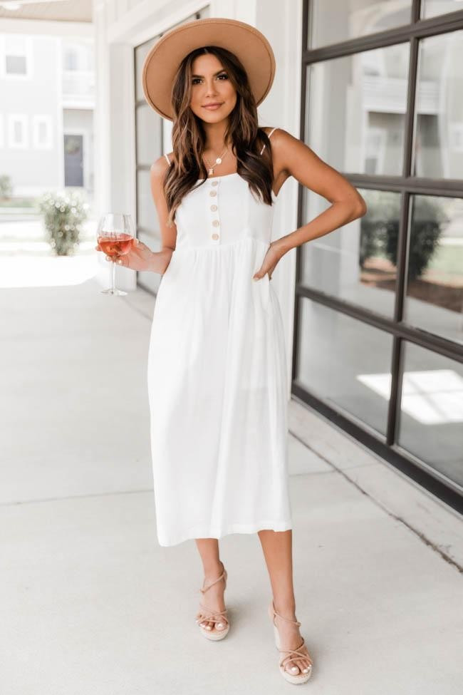 New Beginnings Ivory Midi Dress | Pink Lily