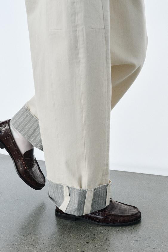 EMBOSSED LEATHER LOAFERS | Zara US