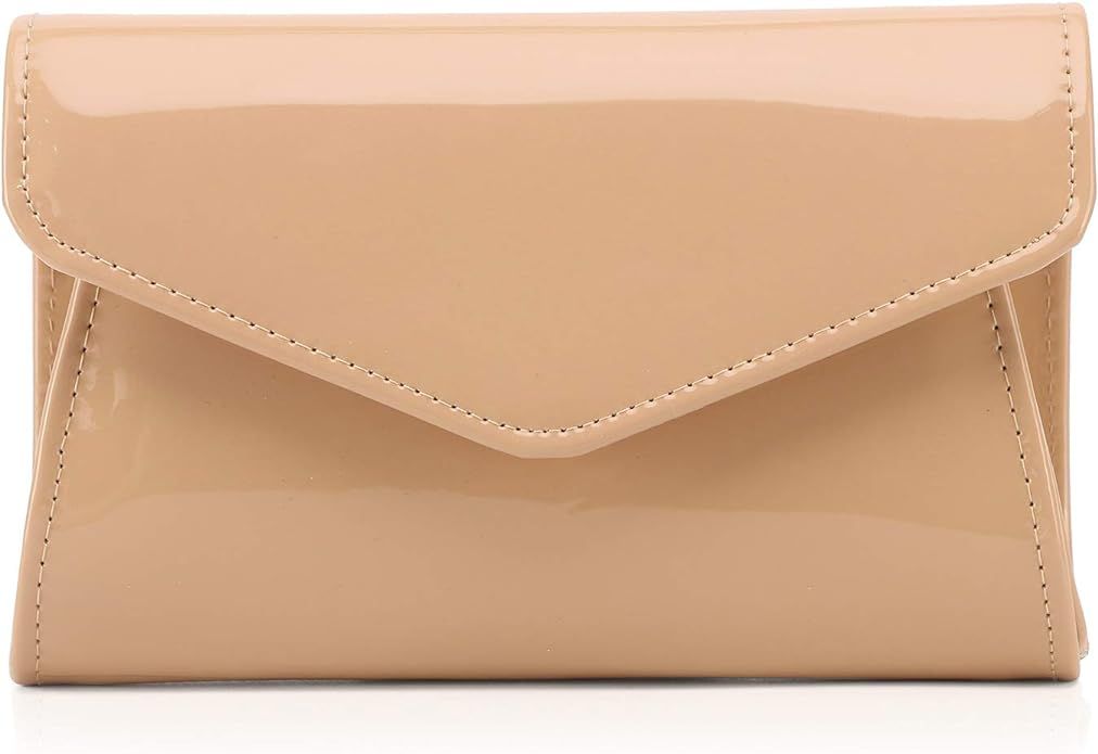 Labair Patent Leather Envelope Clutch Bag Shiny Purses for Women Solid Color,Small. | Amazon (US)