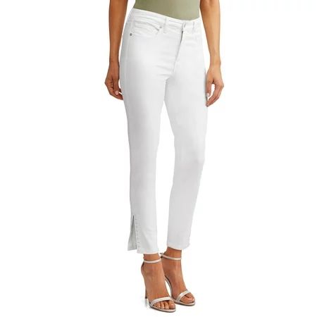 Rosa Curvy High Waist Studded Slit Ankle Jean Women's (White) | Walmart (US)