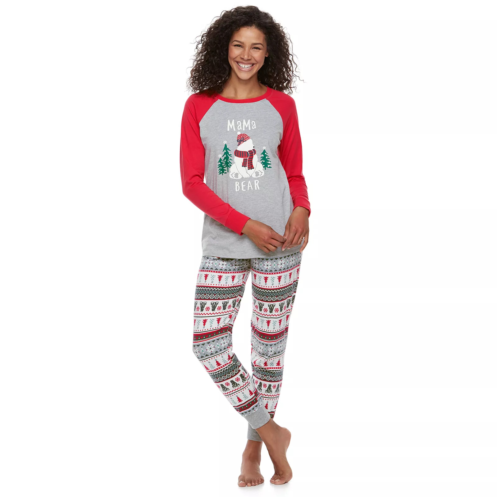 Women's Jammies For Your Families Polar Bear Fairisle Family Pajamas ""Mama Bear"" Sleep Top & Bottoms Pajama Set by Cuddl Duds, Size: XS, Brt Red | Kohl's