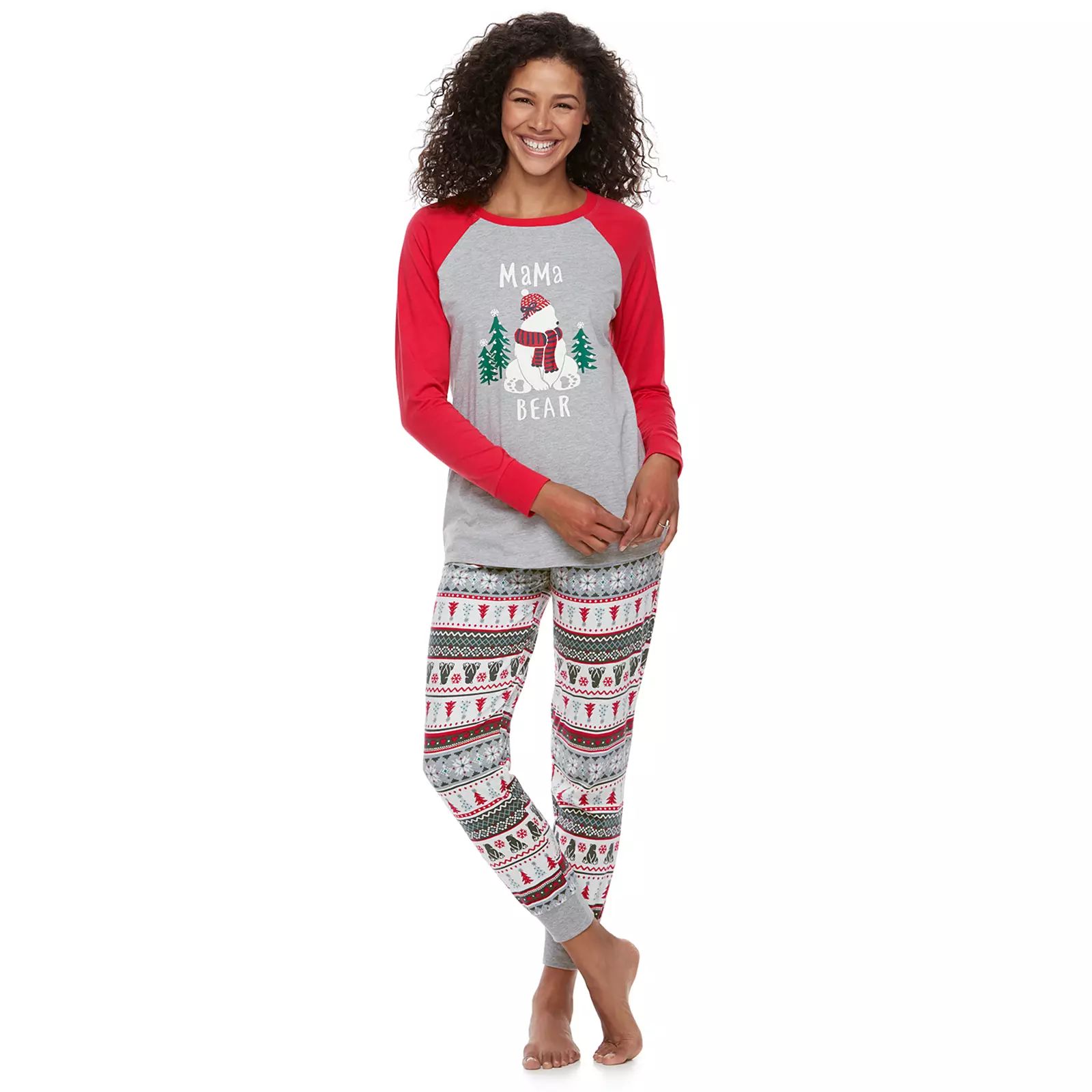 Women's Jammies For Your Families Polar Bear Fairisle Family Pajamas ""Mama Bear"" Sleep Top & Bottoms Pajama Set by Cuddl Duds, Size: XS, Brt Red | Kohl's